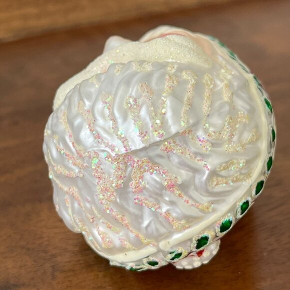 Old World Christmas Romantic Santa Head Blown Glass Ornament 2001 Hearts #40024 - Picture 6 of 10